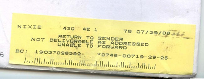 return to sender generic mail sticker return to sender generic mail sticker