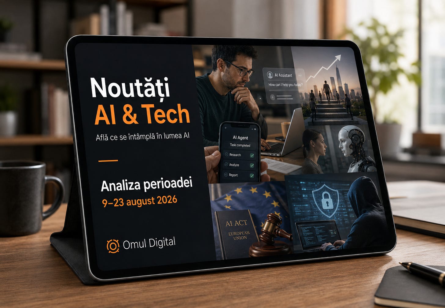 Noutăți AI & Tech – analiza perioadei 9–23 august 2026, cu teme despre adopția AI, agenți AI, AI Act și securitate digitală. Noutăți AI & Tech – analiza perioadei 9–23 august 2026, cu teme despre adopția AI, agenți AI, AI Act și securitate digitală.
