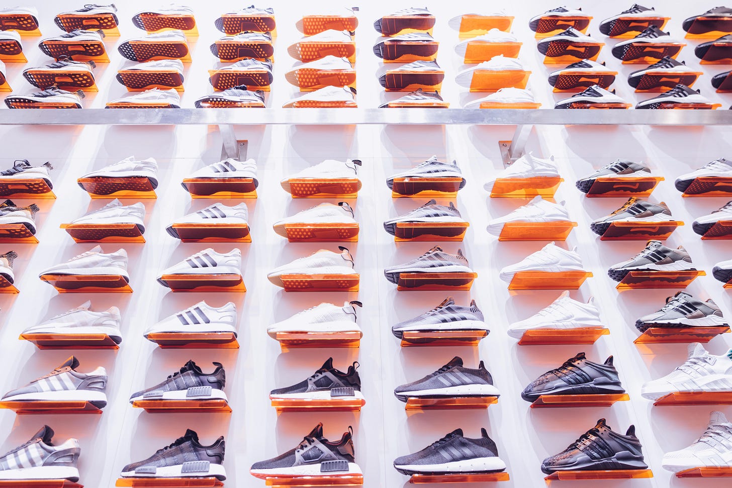 Shoes on shoe racks Shoes on shoe racks