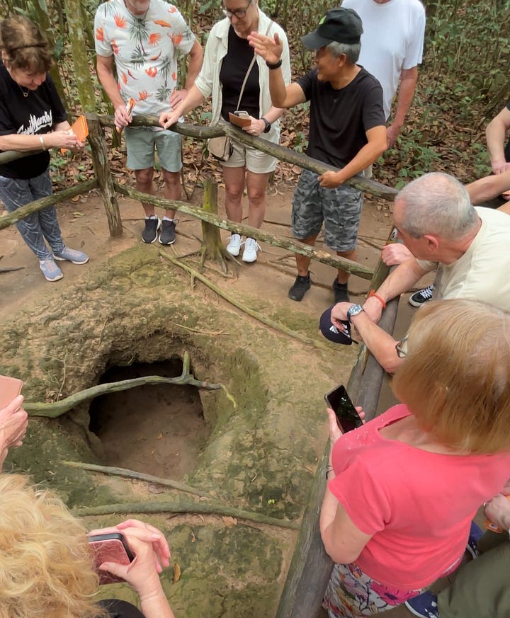 Tunnels have been expanded (so they were smaller than these) for tourism purposes. The larger entrances were for groups of people to enter the tunnels at once.