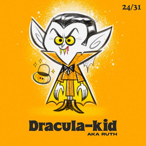 Spooky Kiddos are my custom character creations. They're kids dressed up in they're spookiest costumes. I drew one everyday for the entire month of October.