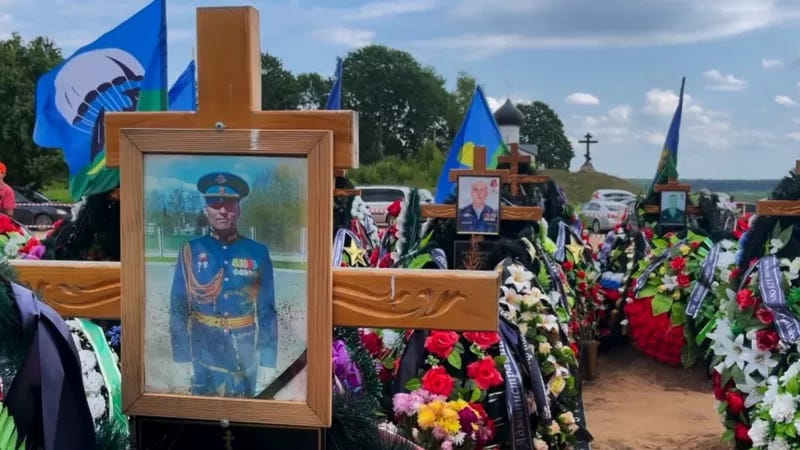 Fresh graves in a Russian cemetery