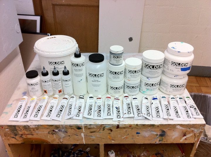 Tubes of acrylic paint
