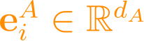 \mathbf{e}_i^A \in \mathbb{R}^{d_A}
