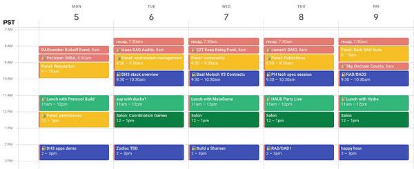 DAOcember week 1 calendar