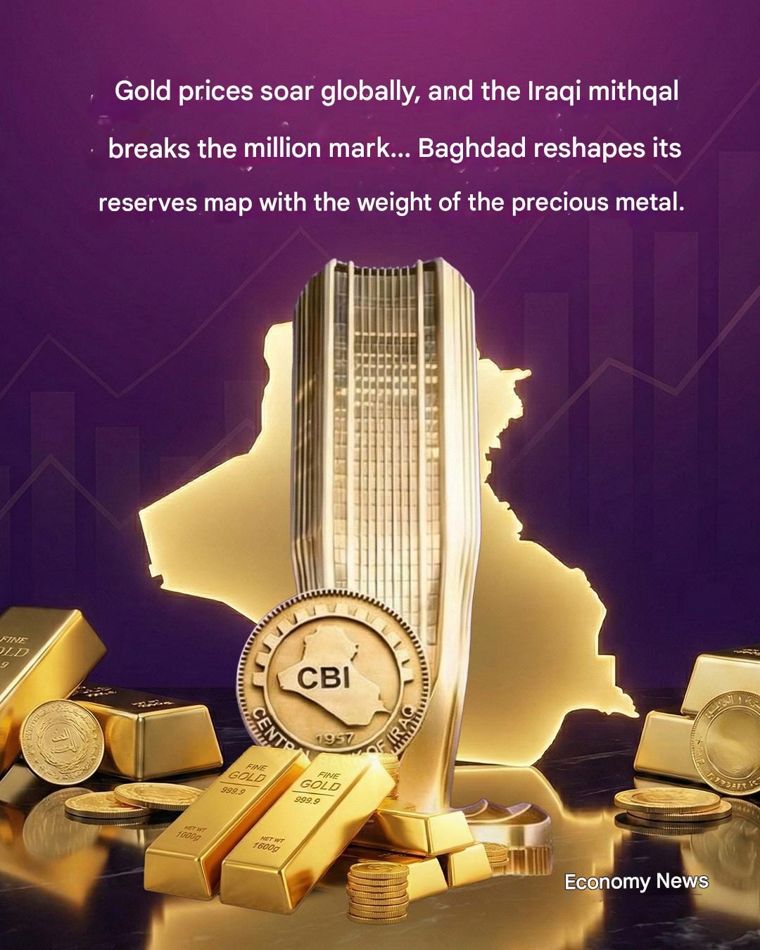 Gold prices soar globally, and the Iraqi mithqal surpasses one million ...
