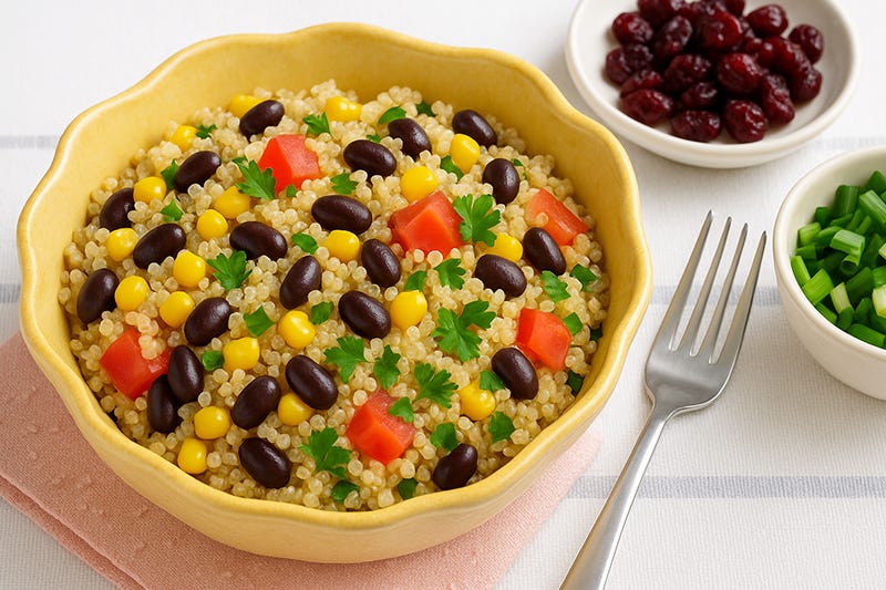 Salată de quinoa cu dressing de cătină și miere