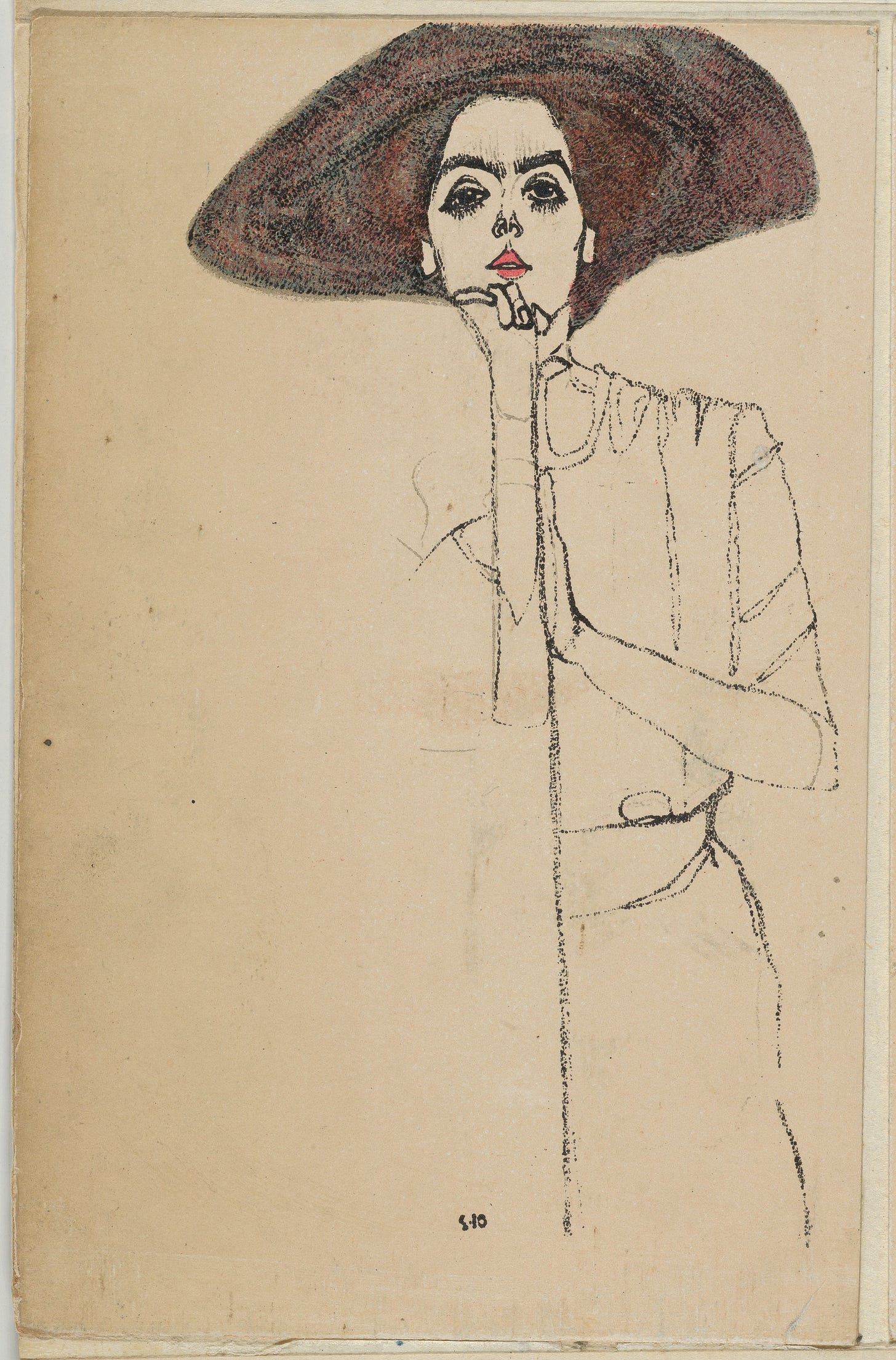 Portrait of a Woman, Egon Schiele (Austrian, Tulln 1890–1918 Vienna), Color lithograph