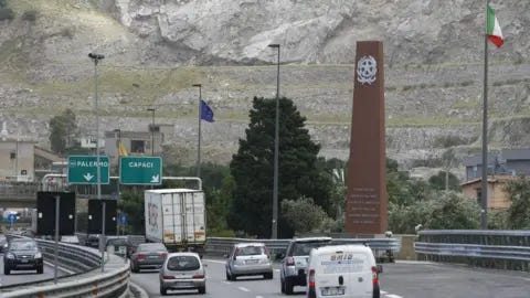 AFP Memorial to Falcone on outskirts of Palermo, file pic AFP Memorial to Falcone on outskirts of Palermo, file pic