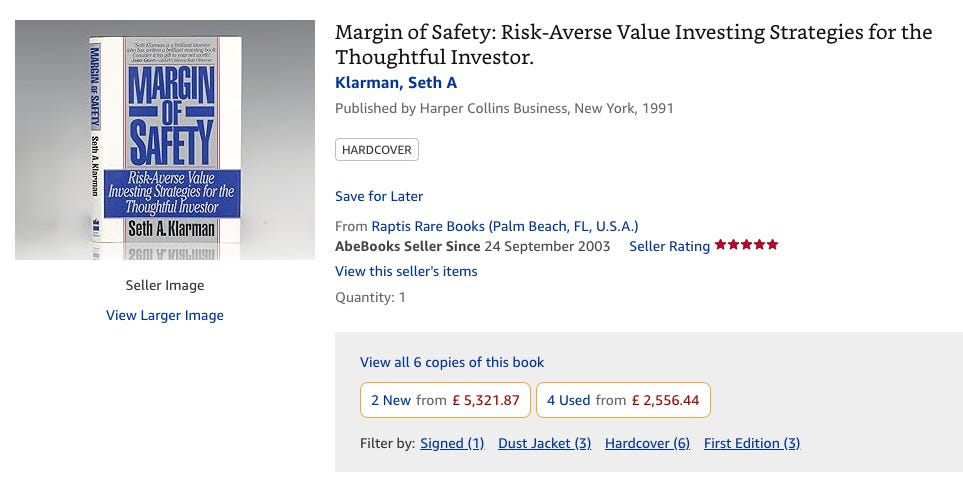 "Margin Of Safety" By Seth Klarman - Investment Strategy Book (Paperback, 1990s Era)