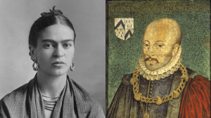 Composite: portrait of Frida Kahlo (left) and Montaigne (right) Composite: portrait of Frida Kahlo (left) and Montaigne (right)
