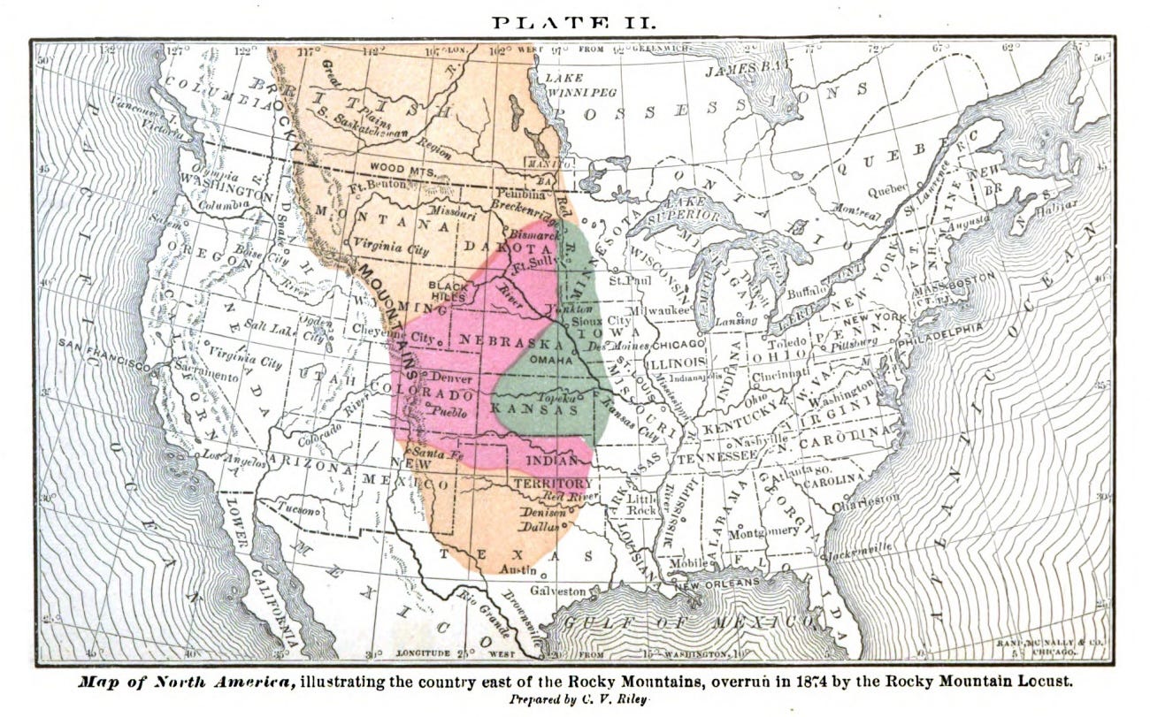 Map of 1874 locust plague from Wikipedia entry linked above