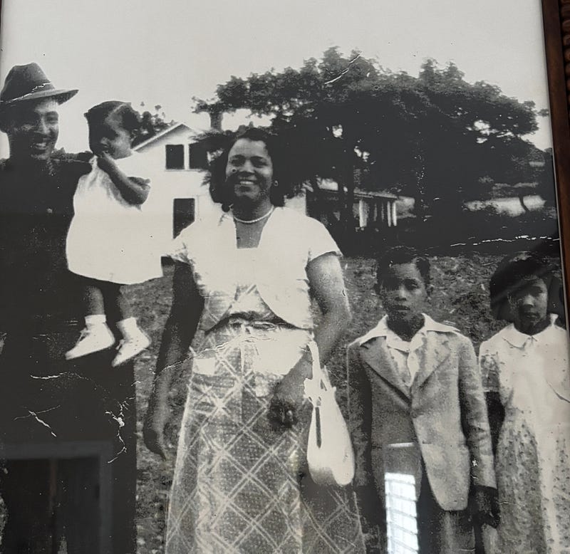 Author’s Black and White Photo of her grandmother and great-grandparents