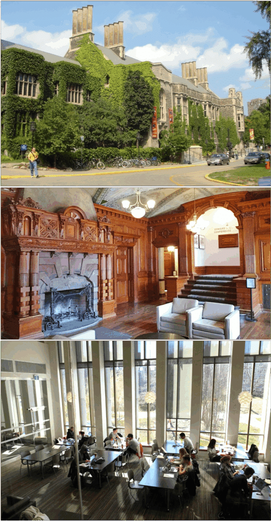 The author always associated universities with intellectual freedom and discovery, and congenial academic settings such as the University of Toronto’s Hart House (top), the law faculty’s Fireplace Lounge (middle) and the Bora Laskin Law Library (bottom). Yet some lack amenities as basic as electrical wall outlets – while the university spends money on ideological vanity projects. The author always associated universities with intellectual freedom and discovery, and congenial academic settings such as the University of Toronto’s Hart House (top), the law faculty’s Fireplace Lounge (middle) and the Bora Laskin Law Library (bottom). Yet some lack amenities as basic as electrical wall outlets – while the university spends money on ideological vanity projects.