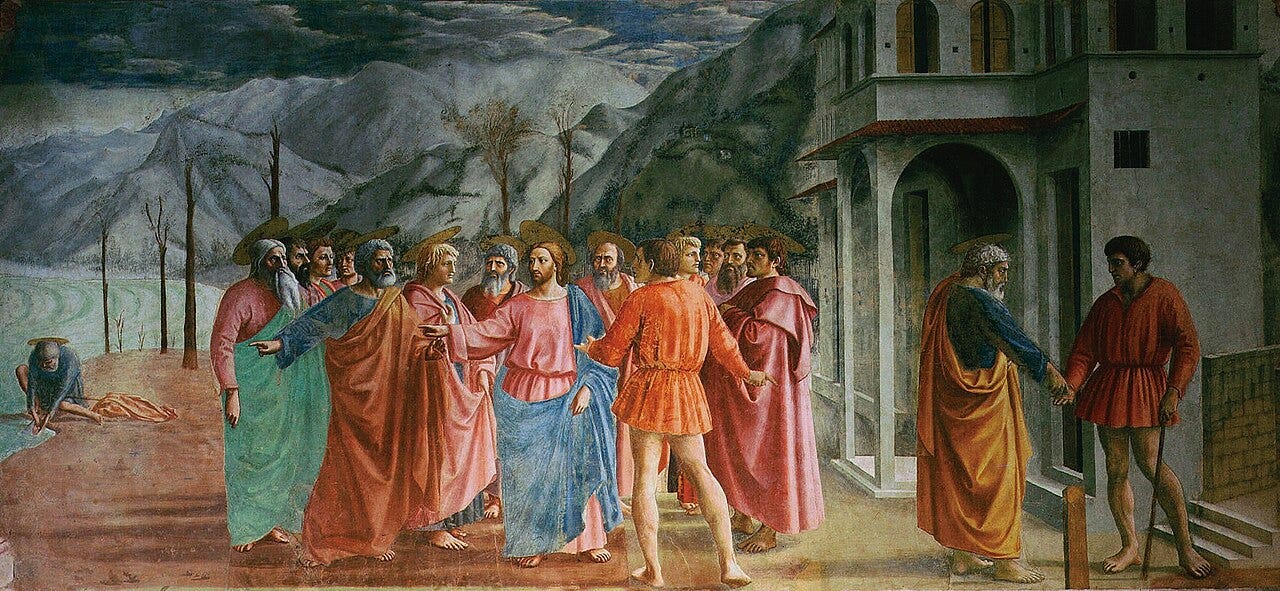 Masaccio Tribute Money fresco Brancacci Chapel