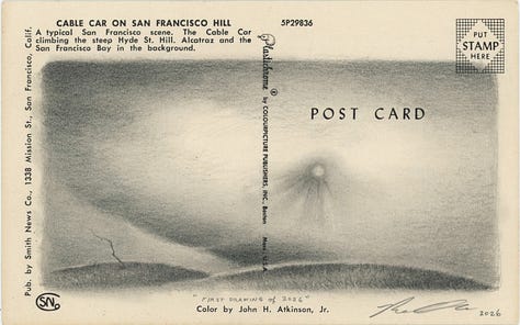 pencil drawings of animals and nature scenes on vintage postcards