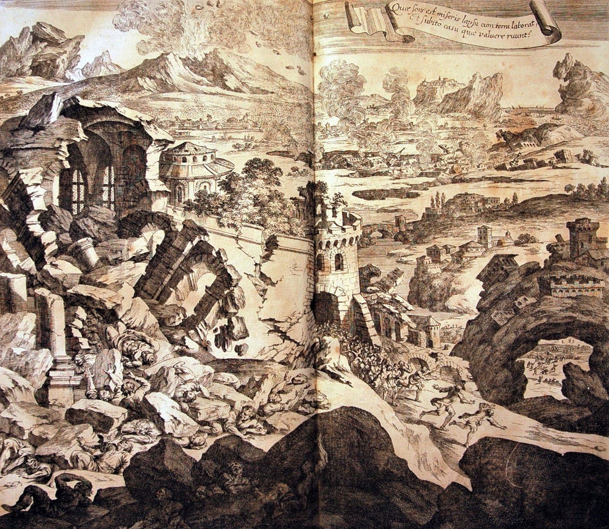 The Val di Noto Earthquake, unknown engraver, 1696