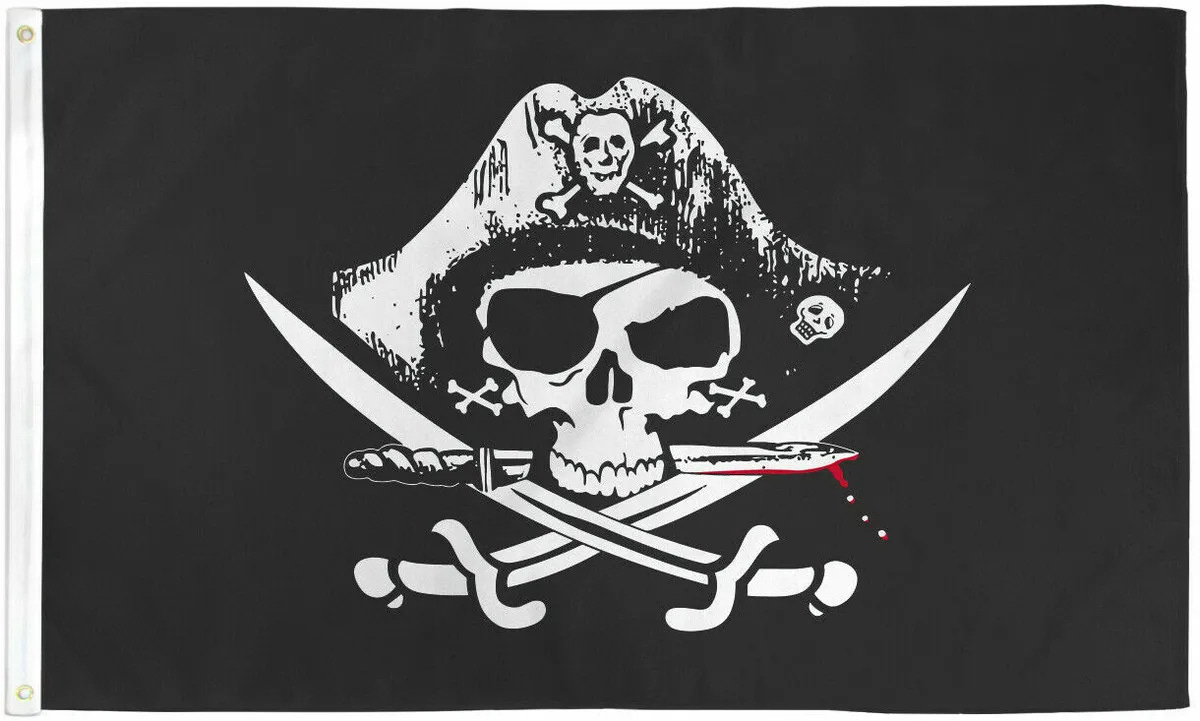 3X5 Jolly Roger Fish or Cut Bait Flag Pirate Skull Crossbones Deadman Chest  100D