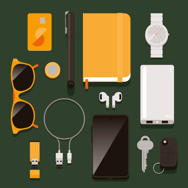 Everyday Carry (EDC) Items Selection of everyday items that you might carry about in your bag or pockets on a day-to-day basis. Simple vector illustrations with global colour swatches. everyday carry stock illustrations Everyday Carry (EDC) Items Selection of everyday items that you might carry about in your bag or pockets on a day-to-day basis. Simple vector illustrations with global colour swatches. everyday carry stock illustrations