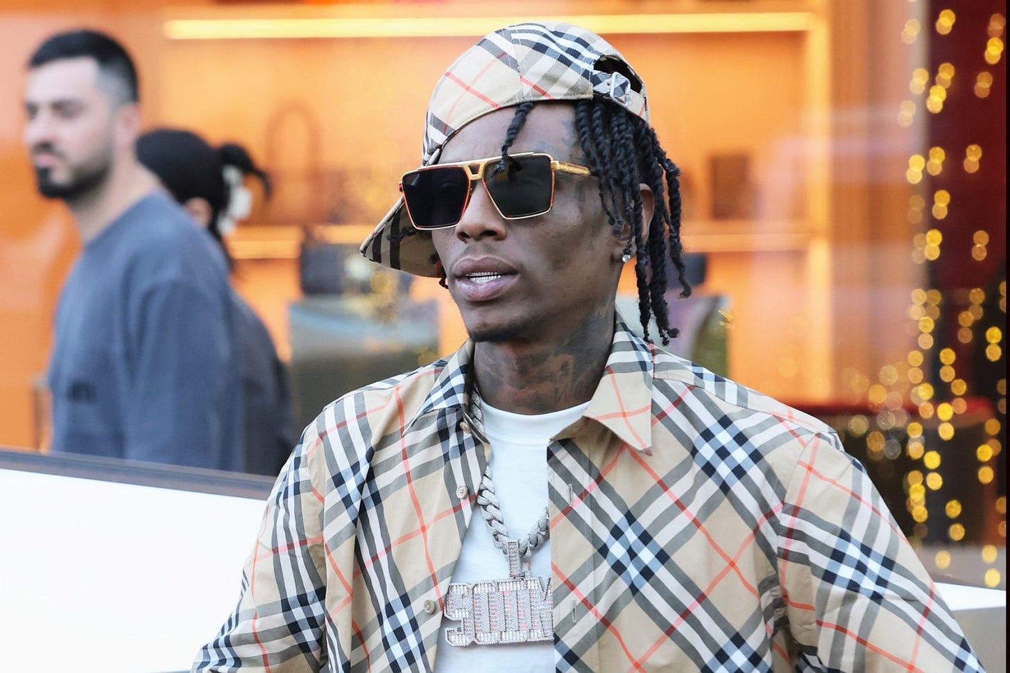BEVERLY HILLS, CA - DECEMBER 1: Soulja Boy is seen leaving the Gucci store on December 1, 2024 in Beverly Hills, California. (Photo by MEGA/GC Images)