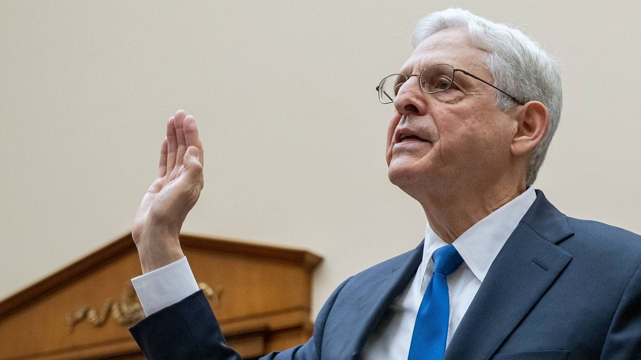 Attorney General Merrick Garland is sworn in during a House Judiciary Committee hearing on the Department of Justice, Tuesday, June 4, 2024, on Capitol Hill in Washington. (AP Photo/Jacquelyn Martin) Attorney General Merrick Garland is sworn in during a House Judiciary Committee hearing on the Department of Justice, Tuesday, June 4, 2024, on Capitol Hill in Washington. (AP Photo/Jacquelyn Martin)