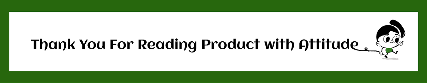 Product with Attitude newsletter closing banner with mascot.