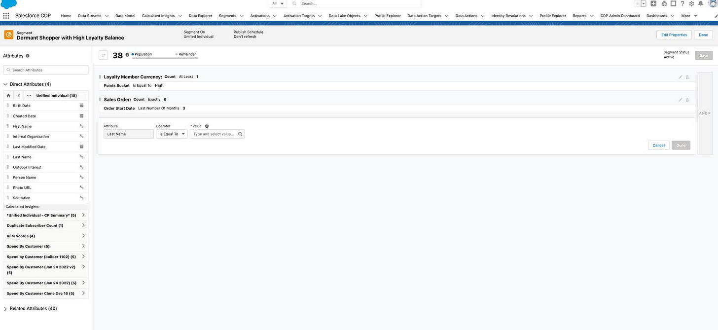 Screen shot of the Segment Canvas.