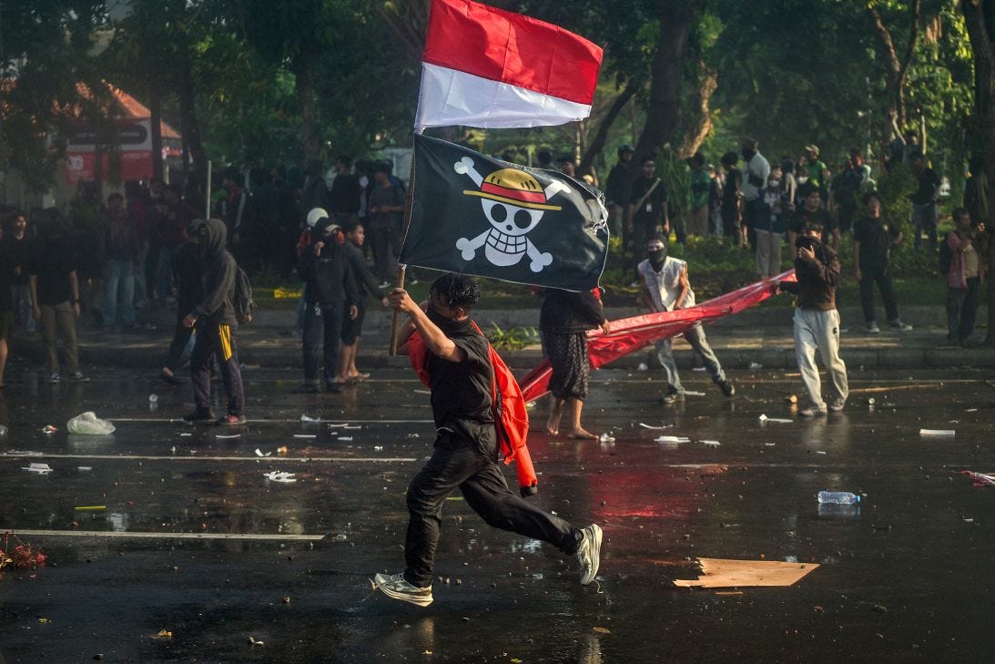 One Piece flag: Indonesia and Nepal's Gen Z protesters are uniting behind a  manga pirate symbol | CNN