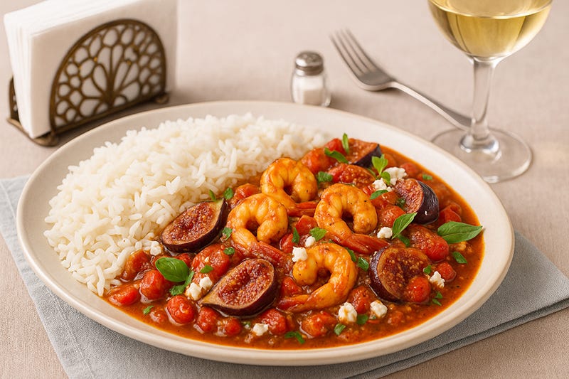 Tocană cu creveți și smochine