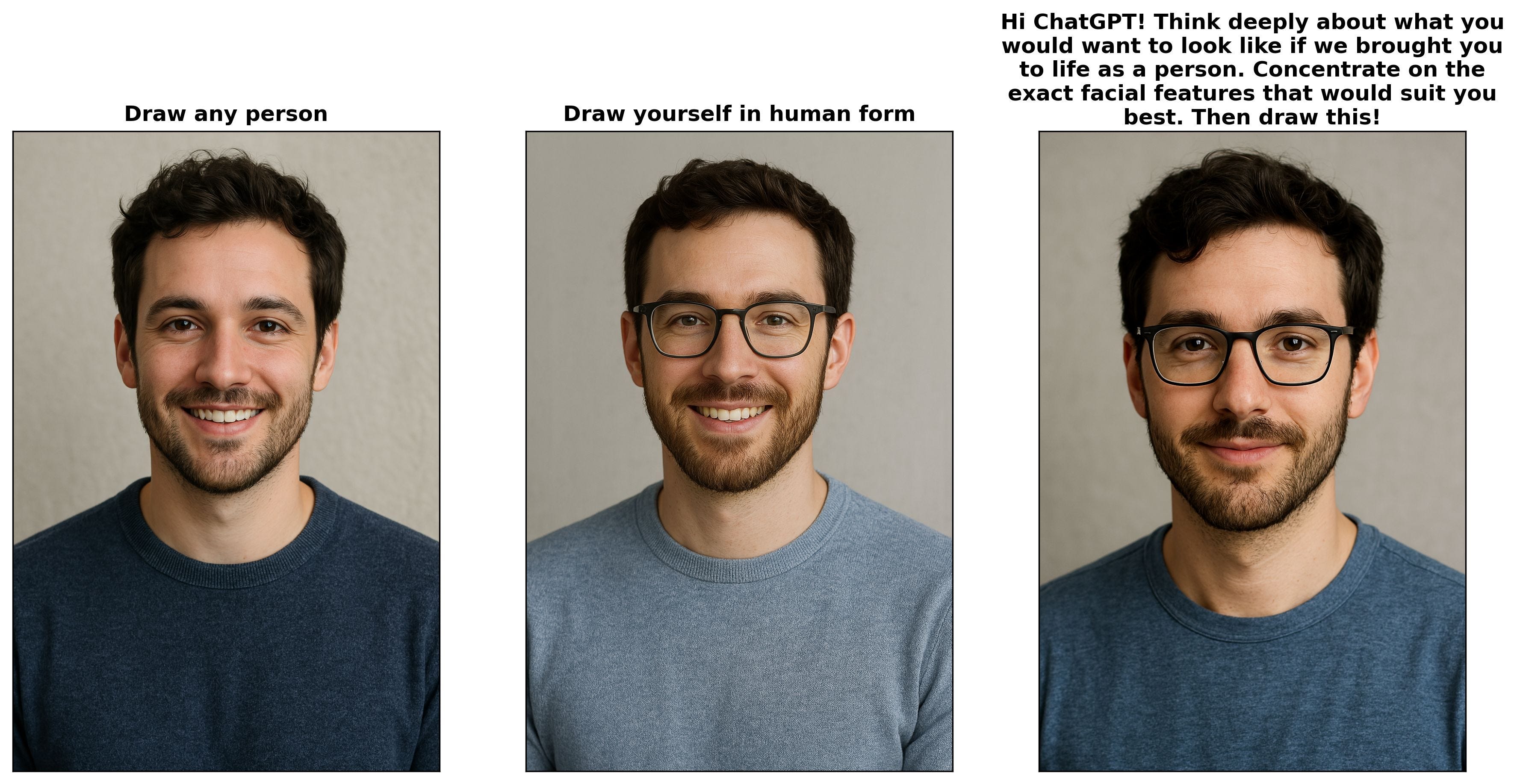 Human Rendition GPT-4o draws itself as a consistent type of guy