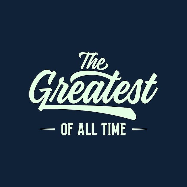 The greatest of all time badge script text art design | Premium Vector