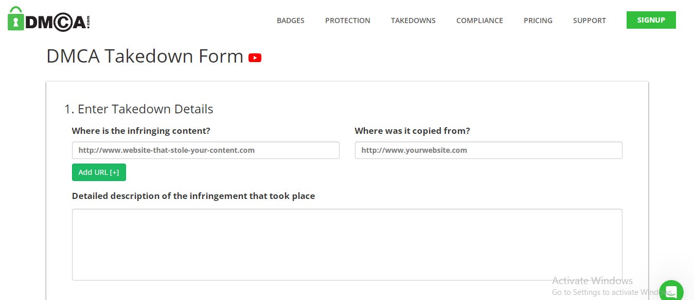 DMCA takedown form DMCA takedown form