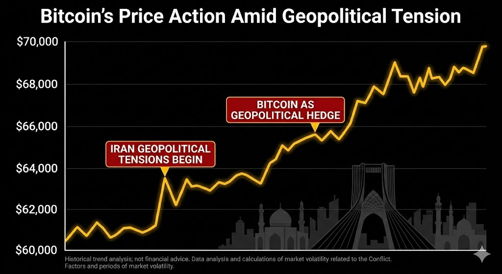 Iran Conflict Escalates: Bitcoin Tests $70K