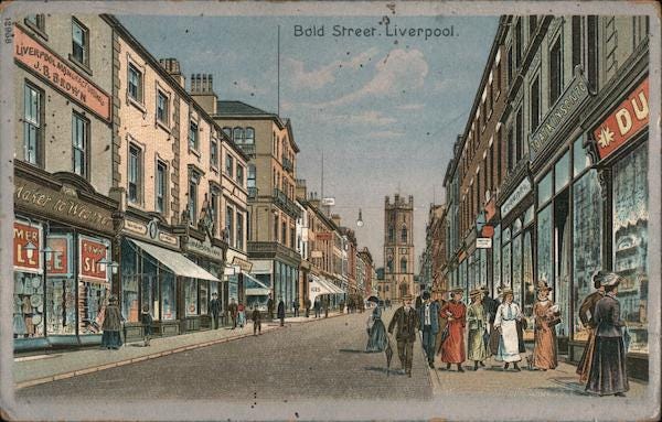 Bold Street Liverpool, Postcard 1800s