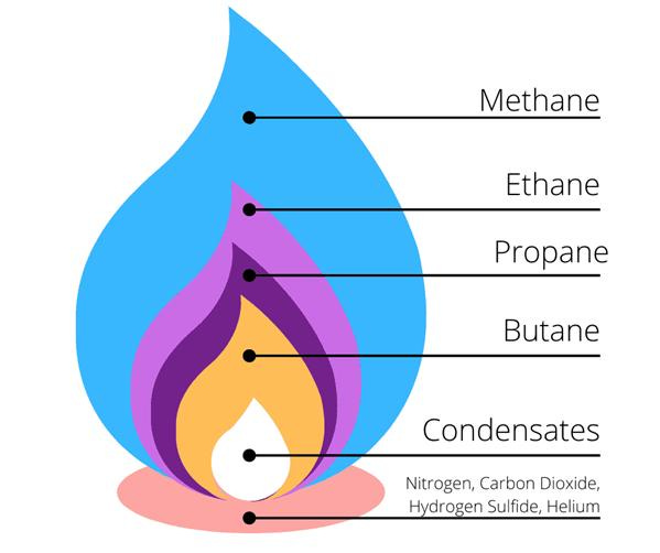 The components that make up natural gas