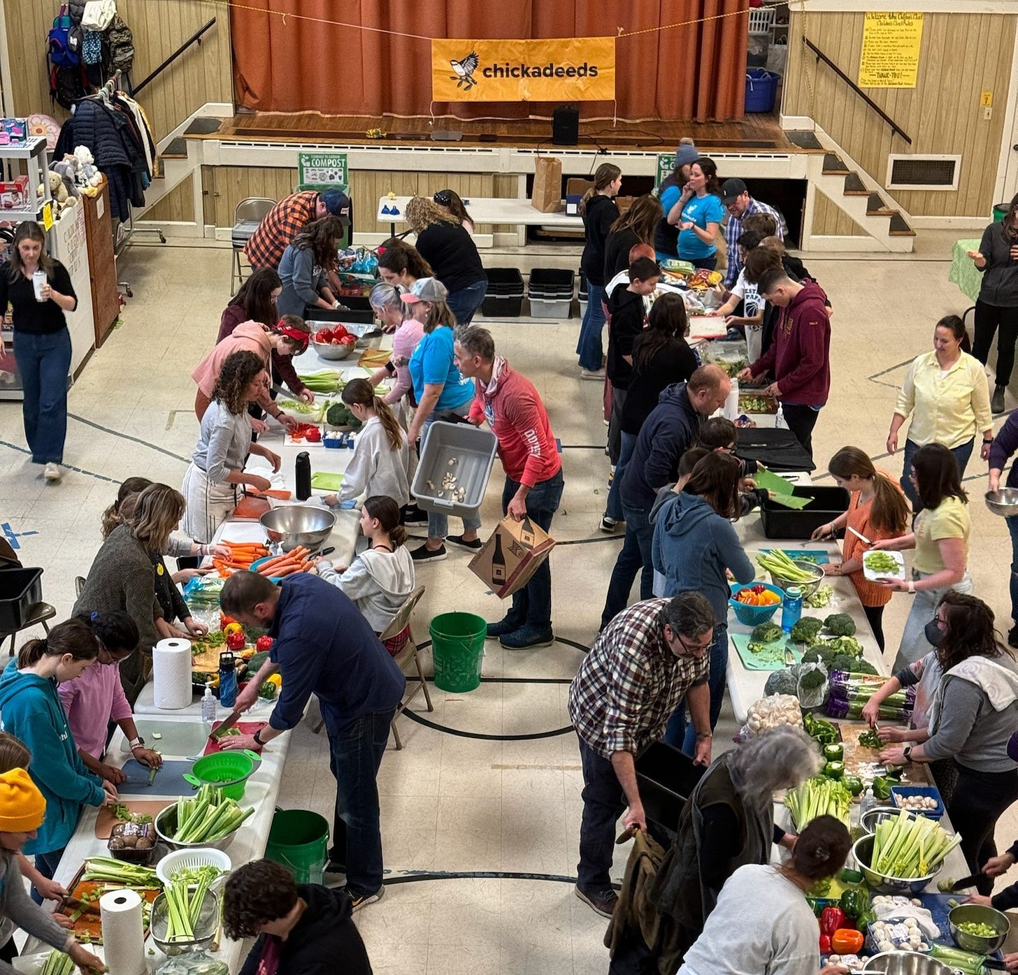 Chickadeeds volunteers at their Chop-A-Thon event with Preble Street
