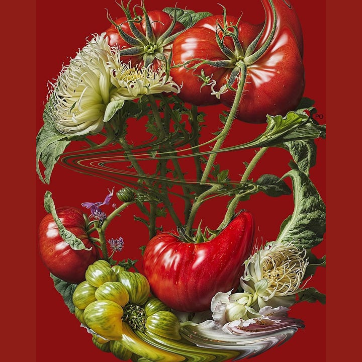 Tomato necklace, hyper realistic tomato artwork