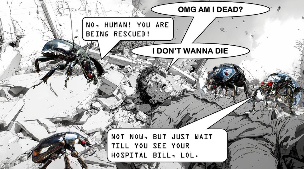 A cartoon of a person with a robot head

Description automatically generated