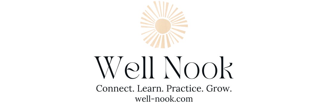Well Nook Logo Connect Learn Practice Grow well-nook.com