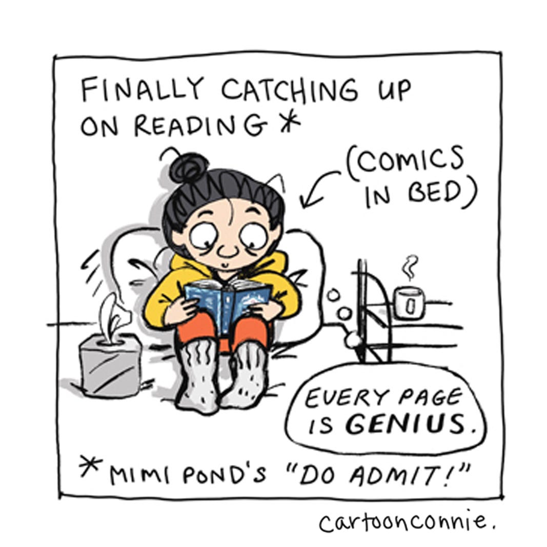 Panel 3 of a 6-panel comic about the comforts of a sick day. Panels illustrate a cartoon girl with a bun recovering from a cold and finally getting the rest she needs. Titled "Sick Day Comforts." Original artwork by Connie Sun, cartoonconnie, 2026. Panel 3 of a 6-panel comic about the comforts of a sick day. Panels illustrate a cartoon girl with a bun recovering from a cold and finally getting the rest she needs. Titled "Sick Day Comforts." Original artwork by Connie Sun, cartoonconnie, 2026.