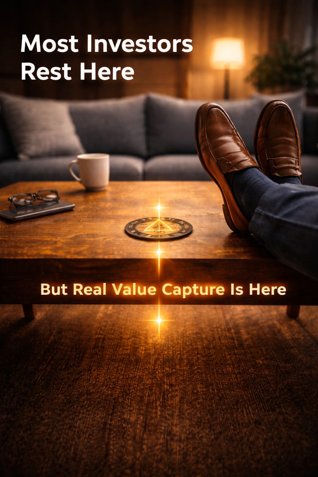 Crypto market structure diagram showing the Rectangle of REKT as the broader open crypto system with a smaller Value Capture Triangle inside and Bitcoin positioned nearby as a capital driver.