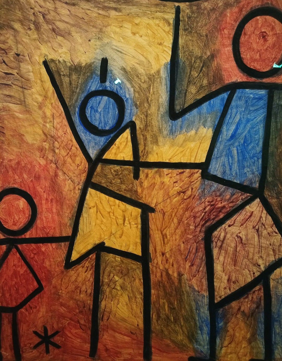 orange and multicolored abstract painting