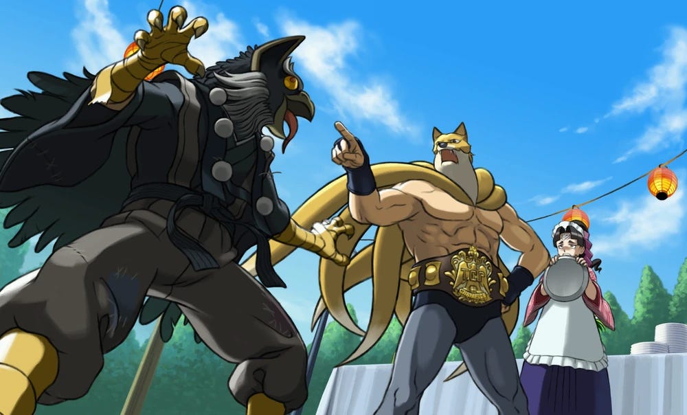 An image from The Monstrous Turnabout. Ace Attorney 5, case 2. I can't really summarize it. Just - just leave it at 'the caption is wildly inaccurate, but not wrong.'