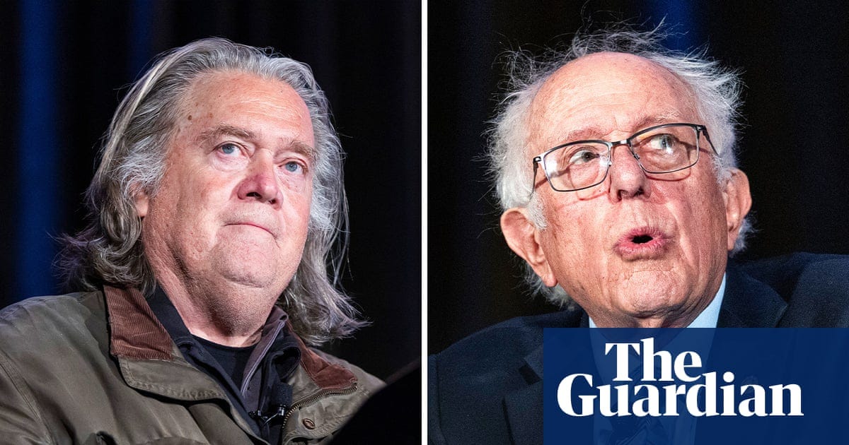 Bernie Sanders and Steve Bannon at the Pro-Human Assembly Bernie Sanders and Steve Bannon at the Pro-Human Assembly