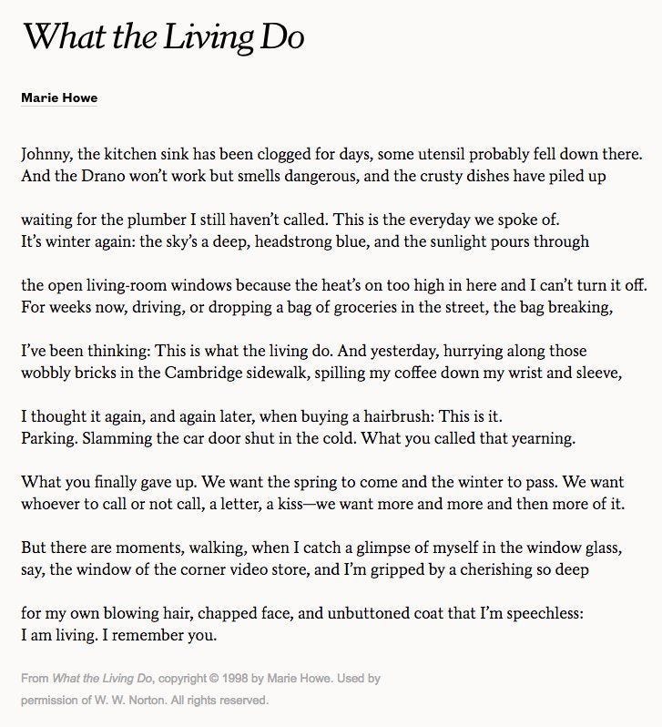 What the Living Do by Marie Howe
