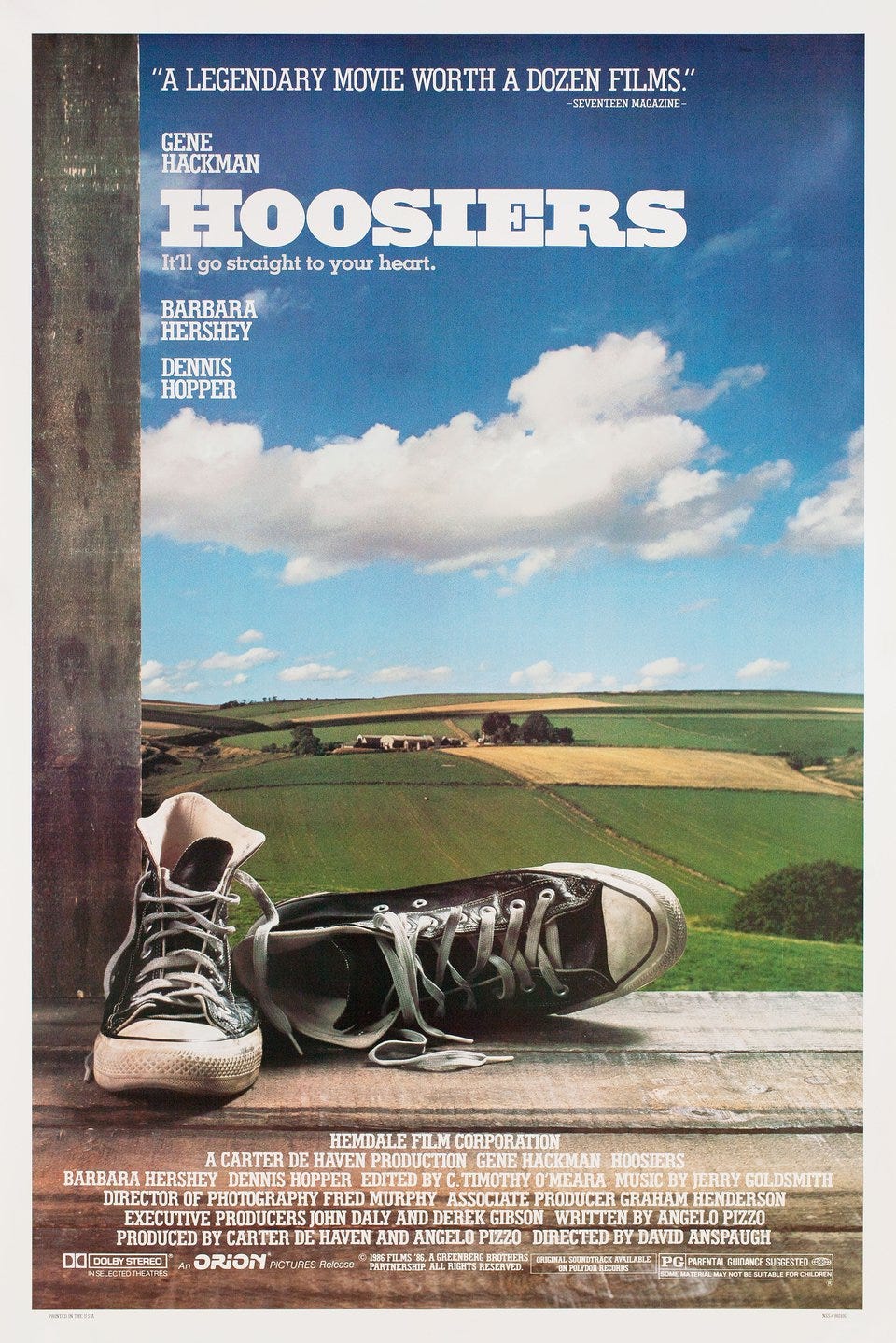 Movie poster for the 1986 film Hoosiers
