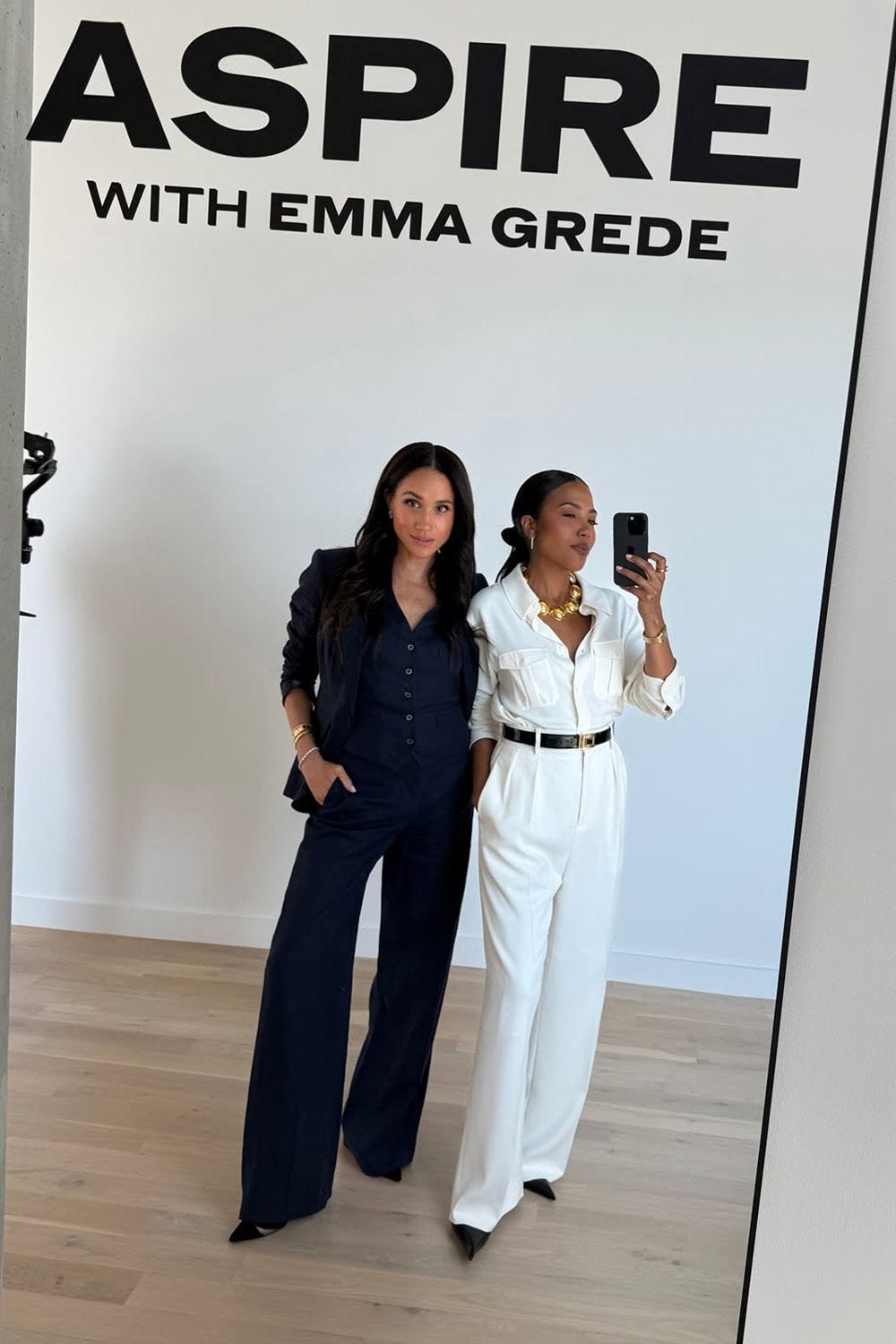 Meghan Markle and Emma Grede Smile in Behind-the-Scenes Selfies at Podcast  Interview