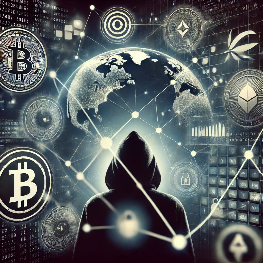 A conceptual image depicting global financial systems being controlled by a central, powerful entity, with symbols of central banking, digital currencies, and surveillance technologies in the background. The image should convey a sense of secrecy and control, with dark, shadowy tones, featuring a central figure overseeing a web of interconnected financial data, and cryptic symbols representing financial surveillance and global governance.