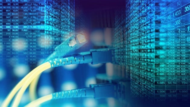 Fiber cables in servers, connectivity concept