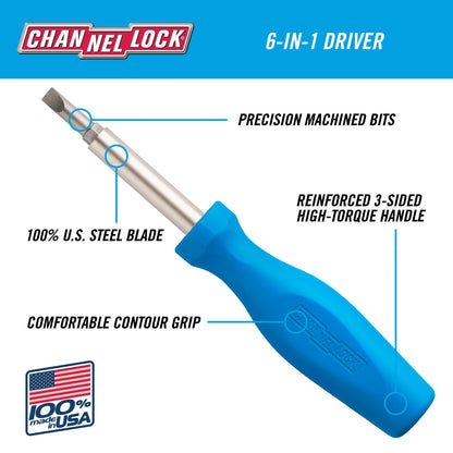 Channellock 61H 6-in-1 Multi-Bit Screwdriver Channellock 61H 6-in-1 Multi-Bit Screwdriver